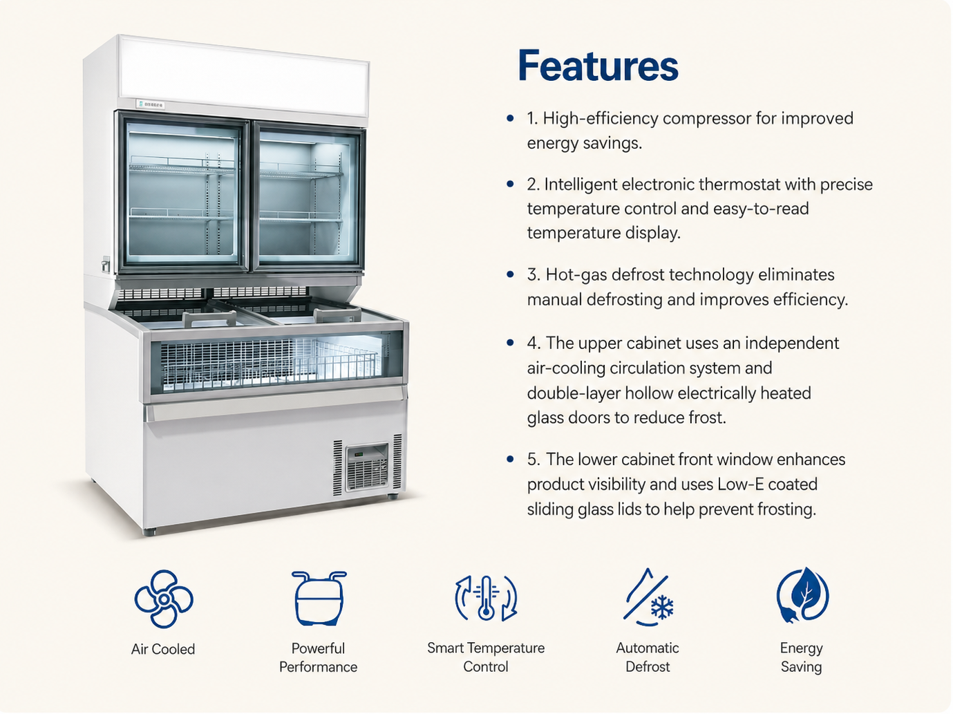 Combined Glass Door Freezer Merchandiser